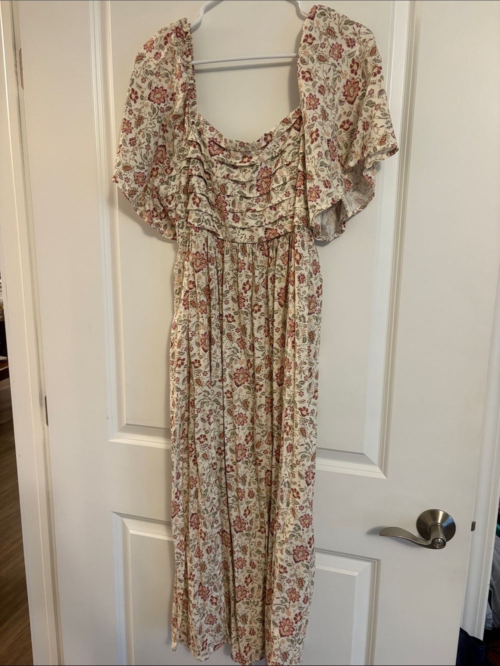 MAURICES | Cream Maxi Dress with Rose Floral Print | Cottagecore | Feminine Chic